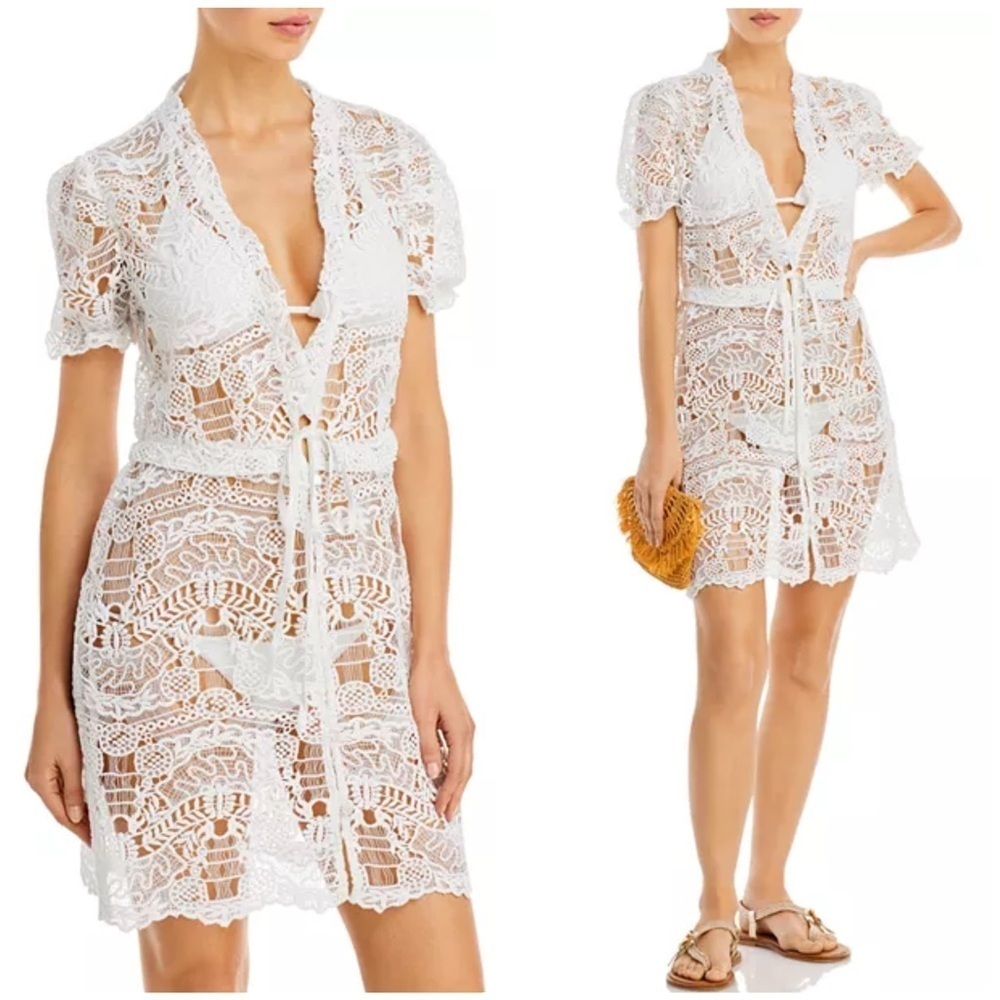New Capittana Margot Bridal Lace Mini Swim Cover-Up Crochet🤍XS/S Limited Edition